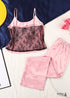 Boho Sleepwear, Pajamas Set, PJ Satin Black Lace, Blanche(12 Colors)